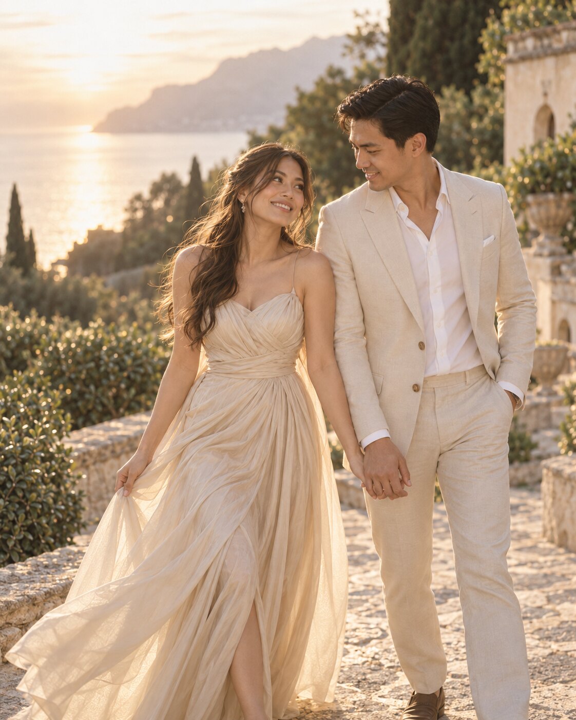 Romantic engagement portrait